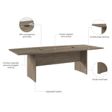 Bush Business Furniture Conference Table for 6-8 People with Wood Base | Boat Shaped 8 Foot Desk for Office Boardrooms and Training Rooms, 96W x 42D, Bush Business Furniture