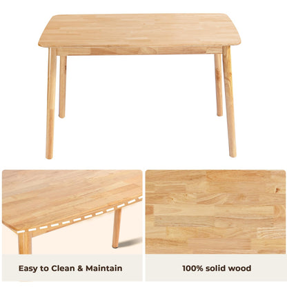 DELAVIN 47.2" Mid Century Modern Kitchen Table,Wood Dining Table, Rectangular Wooden Kitchen Table, Oak Solid Wood Table, Easy Assembly, Natural - WoodArtSupply