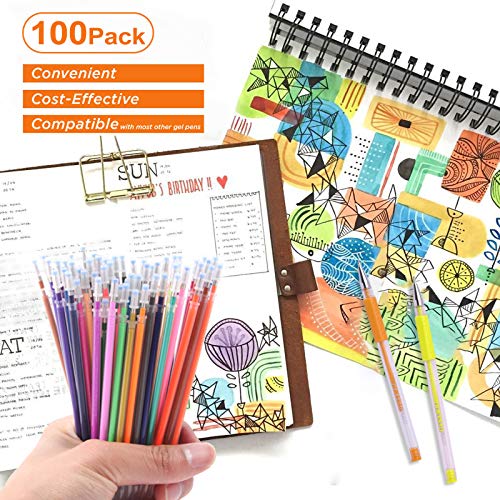 ZSCM 100 Colors Gel Pen Ink Refills, Glitter Neon Gel Ink Pens Refills Replace Cartridges for Glitter Gel Pens Set,for Kids Drawing Adult Coloring ZSCM QUALITY DECIDES THE FUTURE
