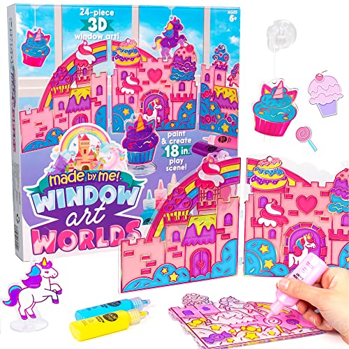 Made By Me Paint & Create Window Art Worlds Unicorn Kit – DIY Suncatcher Kit for Kids Ages 6+ – Create Your Own Suncatchers & Window Clings, Multi Made By Me