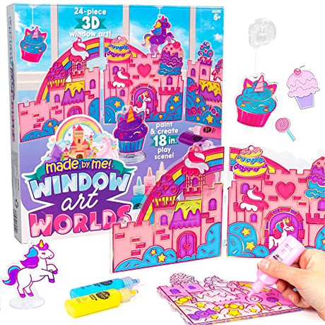 Made By Me Paint & Create Window Art Worlds Unicorn Kit – DIY Suncatcher Kit for Kids Ages 6+ – Create Your Own Suncatchers & Window Clings, Multi Made By Me