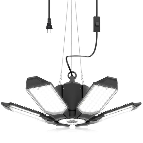 Plug in Linkable LED Shop Light, Super Bright 200W 20000LM Garage Light, 9.84 ft Power Cord, 6500K Daylight, 6+1 Deformable Panels, for Garage, toberich