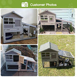 Gutinneen Rabbit House Indoor Outdoor Rabbit Hutch with Ventilation Door,Wooden Bunny cage with No LeakageTray, Removable Bottom Wire Mesh & PVC GUTINNEEN