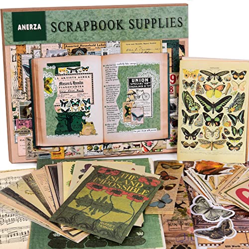 ANERZA 531 PCS Vintage Scrapbooking Supplies Stickers, Aesthetic Scrapbook Paper Art Journaling Kit for Bullet Journals, Ephemera for Junk Journal, - WoodArtSupply