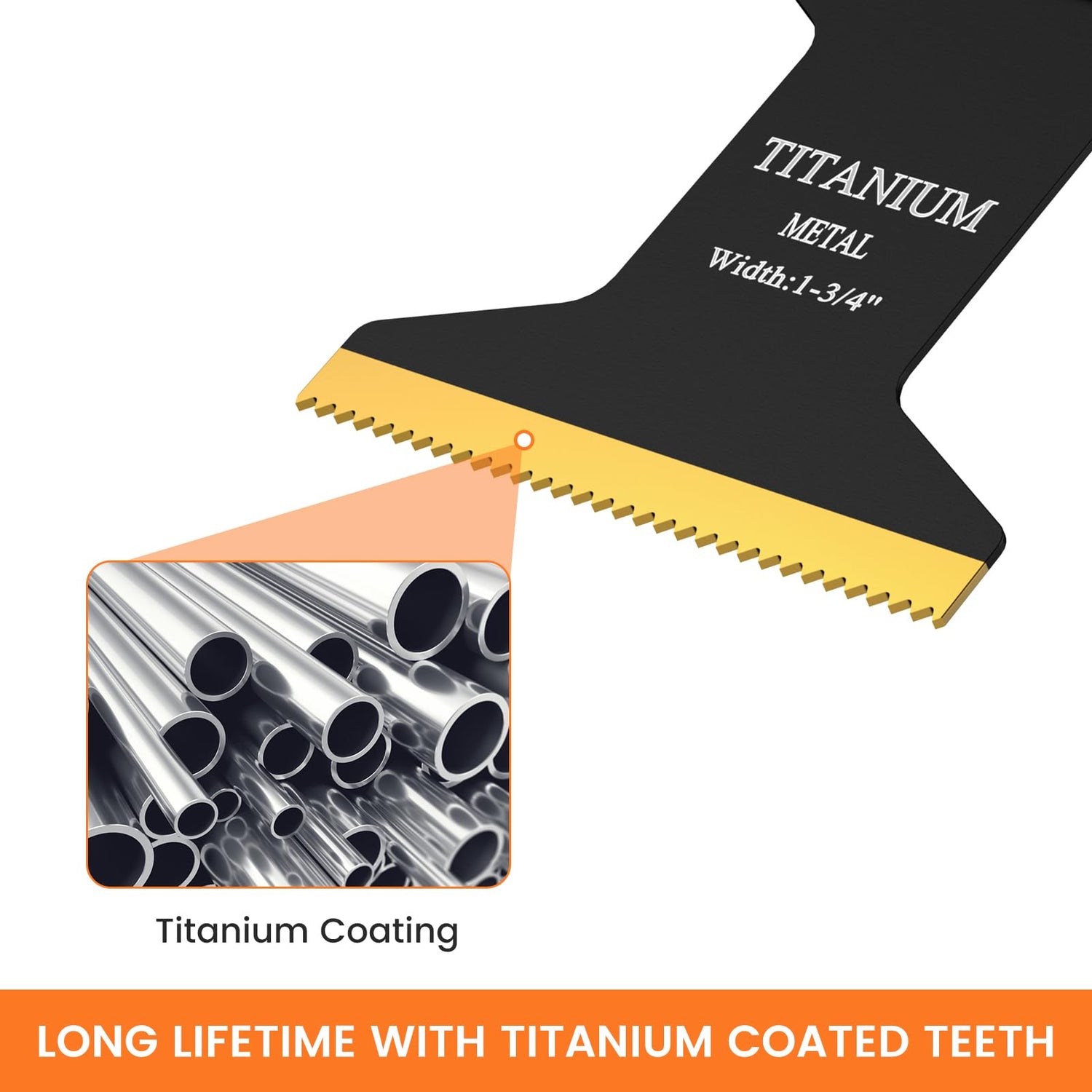 JTWEB 20PCS Titanium Oscillating Saw Blades Metal Cutting, Multitool Blades 3 Types Multi Tool Blades Kits Wood and Metal Nail Plastic Oscillating JTWEB