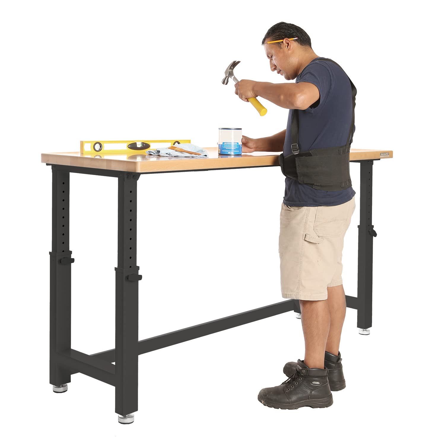 Seville Classics UltraHD Heavy Duty Commercial Height Adjustable Workbench w/Solid Wood Top, 1000 lbs. Weight Capacity for Garage, Warehouse, Seville Classics