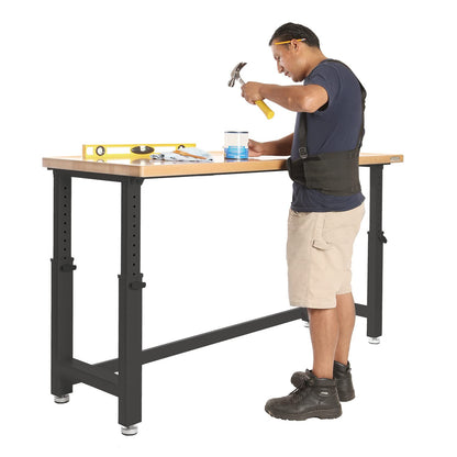 Seville Classics UltraHD Heavy Duty Commercial Height Adjustable Workbench w/Solid Wood Top, 1000 lbs. Weight Capacity for Garage, Warehouse,