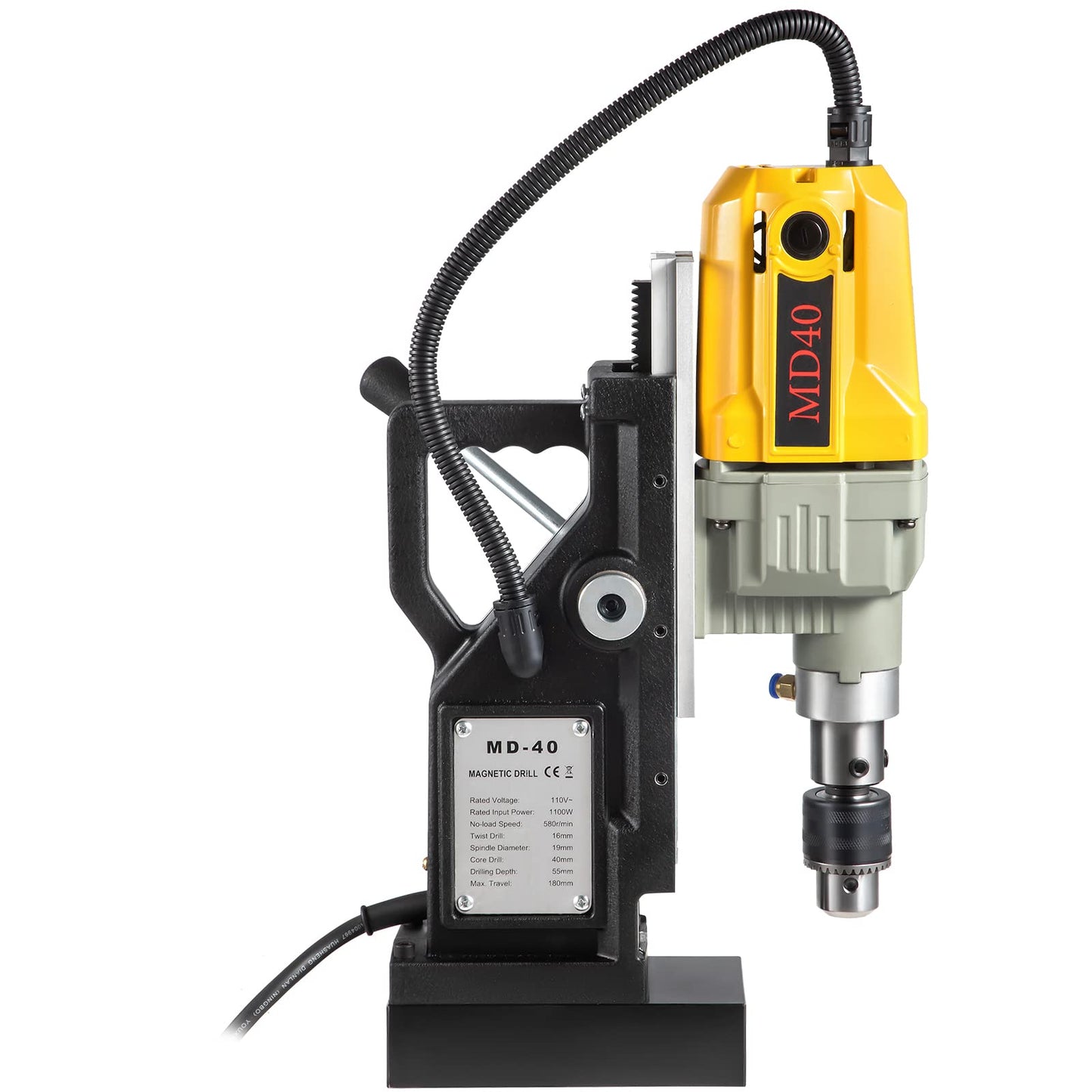 VEVOR Magnetic Drill, 1100W 1.57" Boring Diameter, 2697lbf/12000N Portable Electric Mag Drill Press with 12 Drilling Bits, 580 RPM Max Speed Drilling - WoodArtSupply