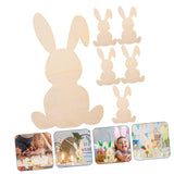 KOMBIUDA 6pcs Rabbit Shaped Wood Chips Graffiti Wooden Slices Wood Cutouts Easter Unfinished Wood Easter Bunny Cutouts unpainted Easter Cutouts Wood KOMBIUDA
