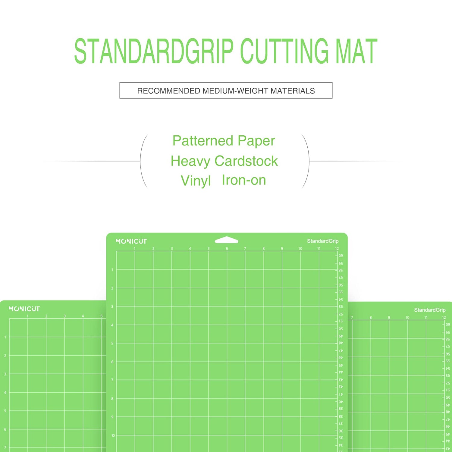 Monicut 12x24 Standardgrip Cutting Mat for Cricut Maker 3/Maker/Explore 3/Air 2/Air/One, 3 Pcs Non-Slip Flexible Cutting Mats for Crafts, Quilting, MONICUT