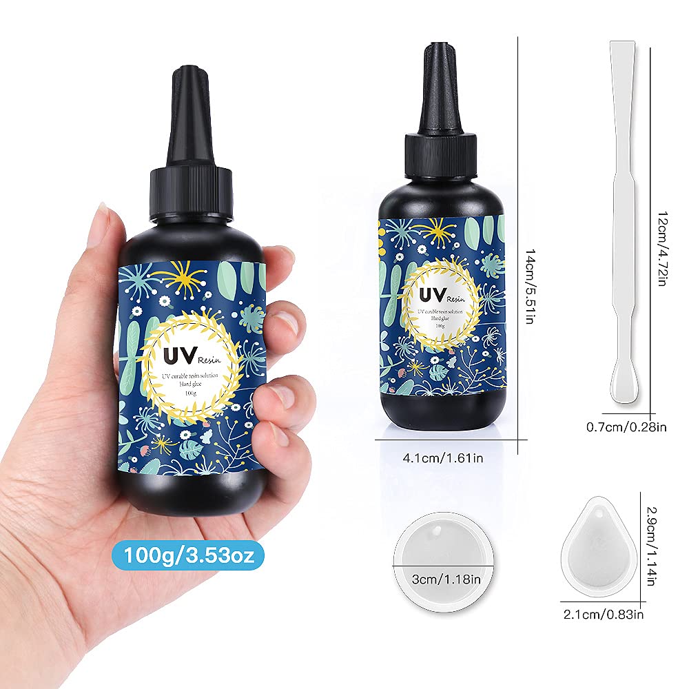 Crystal Clear Hard UV Resin Upgraded Formula Ultraviolet Fast Curing Resin for Jewelry Making Craft Decoration, Hard Transparent Glue Solar Cure OSBANG