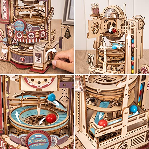 Rowood 3D Puzzles for Adults, Marble Run Wooden Model Kits for Adults, DIY STEM Mechanical Building Set, Birthday for Teens Boys Age 14+ - Chocolate - WoodArtSupply