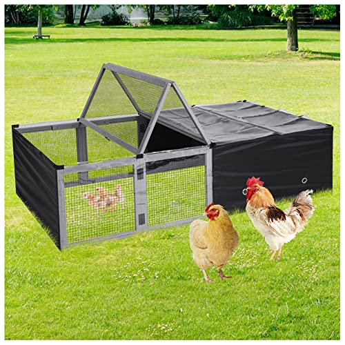 X-ZONE PET Wooden Chicken Coop with Rainproof Cover, Chicken Run Outdoor Large Hen House, Chicken Pen Rabbit Hutch Pet Cage Small Animal Poultry