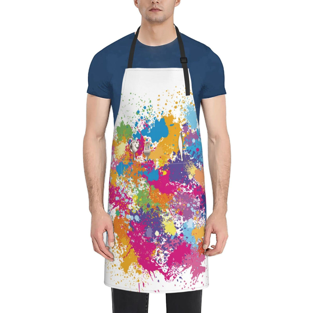 SHAPTOY Painting Artist Apron with 2 Pockets Waterproof Colorful Art Aprons Gifts for Artists Women Men Girls Painters Adults Teachers White Smock SHAPTOY