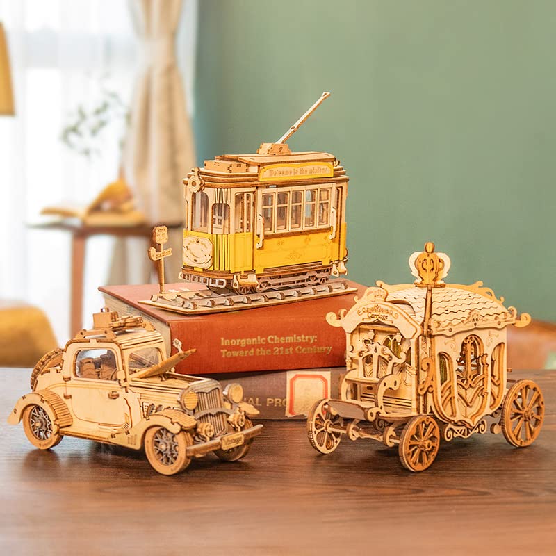 Rowood 3D Puzzles for Adults, Model Car Kits, DIY Wooden Toys Craft Gift on Birthday Christmas for Boys-Vintage Car - WoodArtSupply