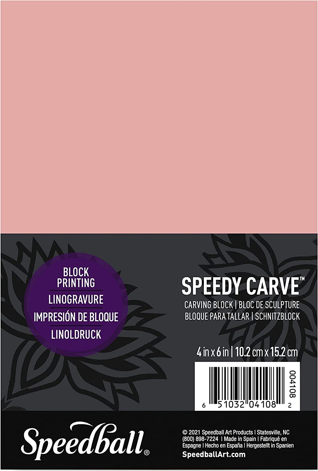 Speedball Speedy-Carve Block Printing Carving Block, Rectangle, Pink, 4 x 6 Inches (6-Pack), Linoleum for Printmaking Speedball