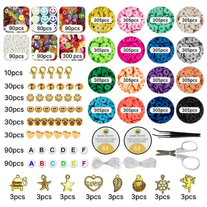 Desire Deluxe Bracelet Making Kit Necklace Clay Beads Friendship Jewelry Letter Arts & Crafts Pendant Charms Kit Elastic Rubber Strings Girls Toys - WoodArtSupply