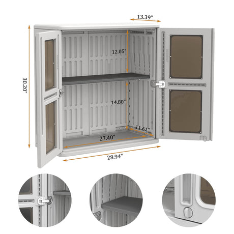 ADDOK Resin Wall Cabinet, 30.2 Inch Outdoor Storage Cabinet with Doors,Lockable Cabinet for Garage, Kitchen, Tool Room, Waterproof Storage Shed ADDOK