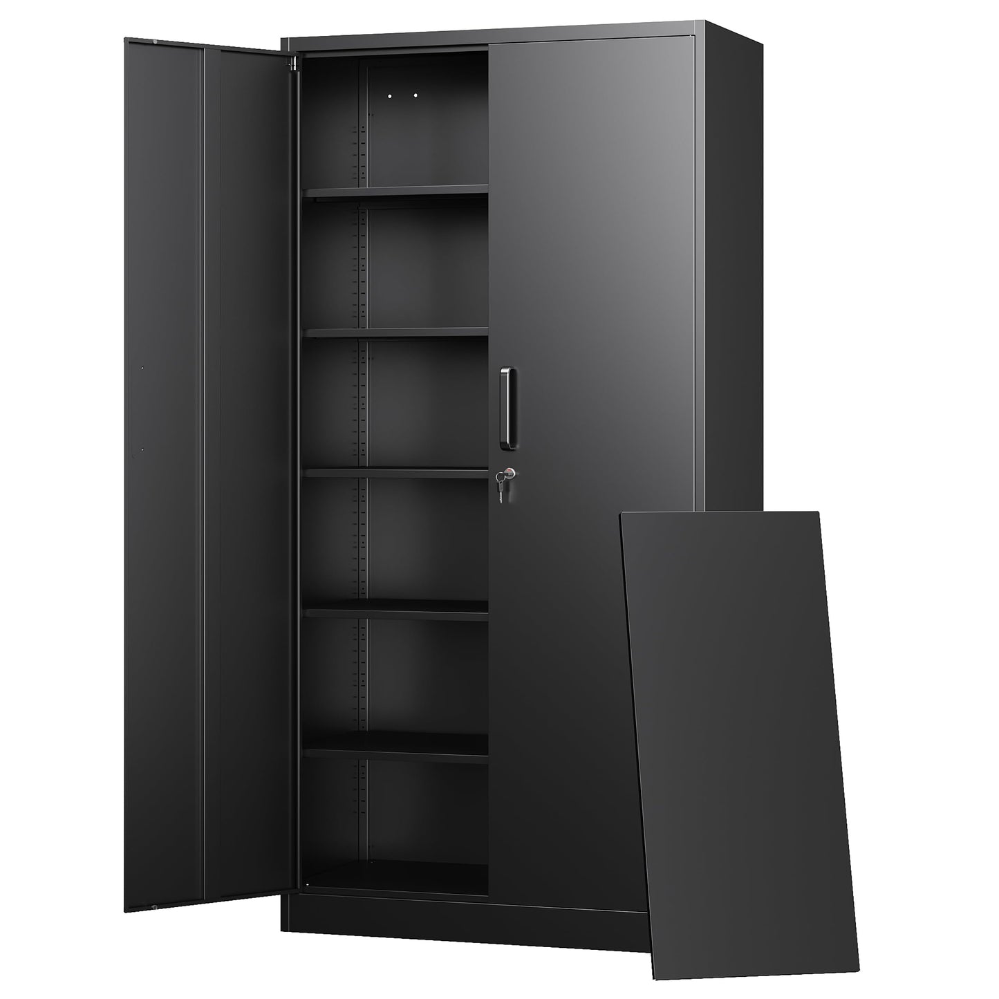 Letaya Metal Storage Cabinets with Lock, Tall Locker Organizer Steel Cabinets, Adjustable Layers Shelves 2 Doors for Home, Office,