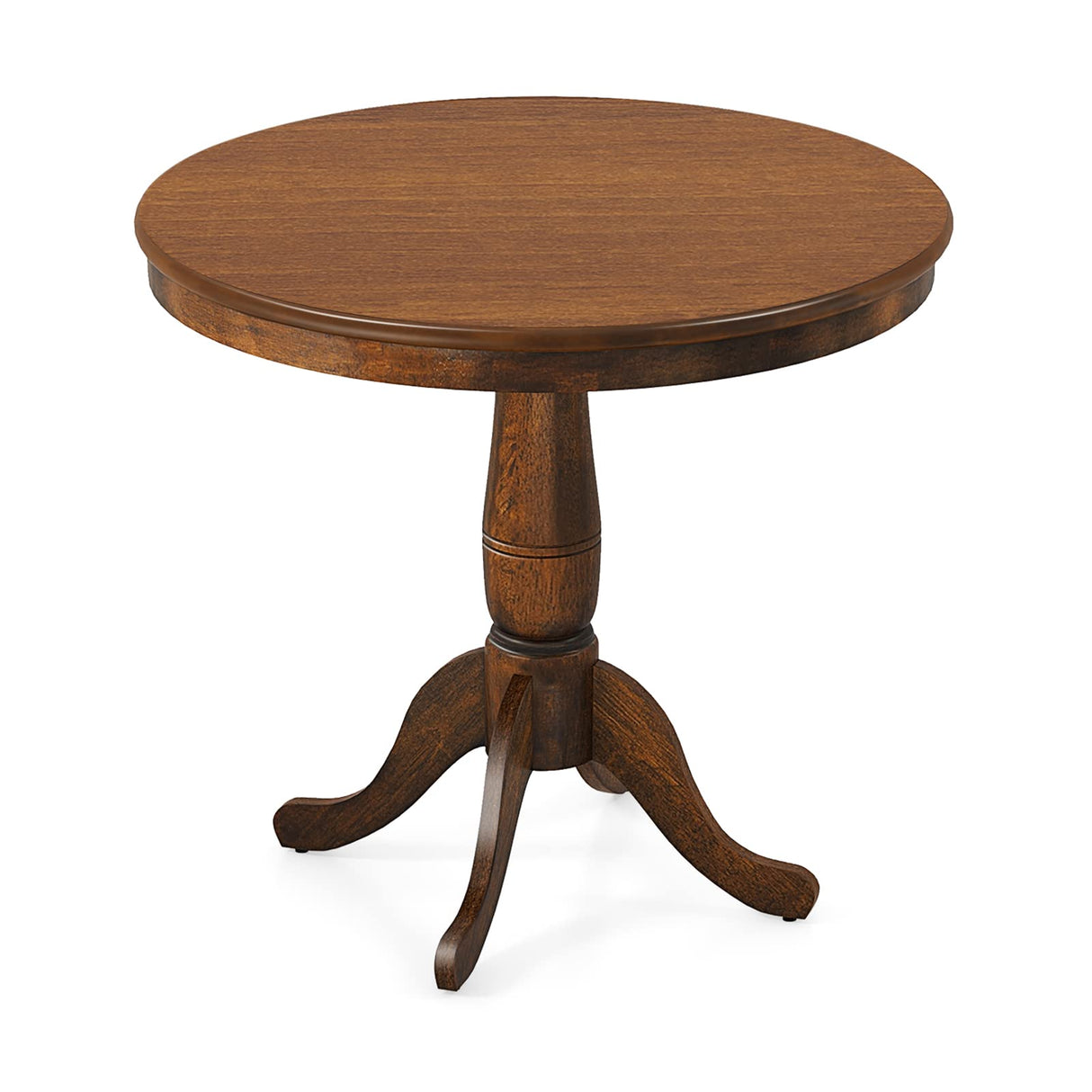 Giantex Table 32" D X 30" H Wooden Round Pub Pedestal Side Table, Adjustable Foot Pads, Spacious Table Top, Multi-Purpose End Table for Bar, Kitchen, Giantex