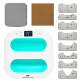 MECOLOUR Heat Press Machine for T Shirts, Portable Heat Press 9"X9" With Heat Press Mat, PTFE Teflon and 8 Pcs Tshirt Ruler Guide, Tshirt Press MECOLOUR