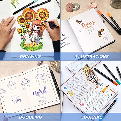 Shuttle Art Dual Tip Brush Pens Art Markers, 30 Colors Dual Tip Calligraphy Pens Fine and Brush Dual Tip Markers Set Perfect for Kids Adult Artist Shuttle Art