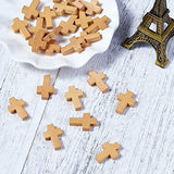 KISSITTY 50Pcs 7/8" x 5/9" Natural Unfinished Wood Cross Pendants Beads 22x14mm for Crafts & DIY Jewelry Projects KISSITTY