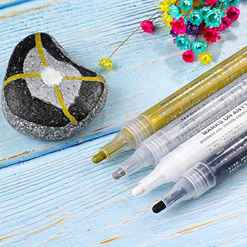 Sunshilor White Paint Pen, Acrylic White Permanent Marker White Paint Pens for Wood Rock Plastic Leather Glass Stone Metal Canvas Ceramic Marker, Set Sunshilor