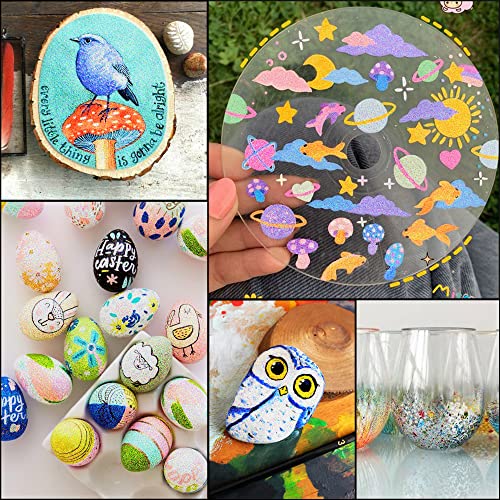 ZSCM 12 Colors Acrylic Glitter Markers Paint Pens, Rock Painting Pens Markers Metallic Art Marker for Kids Adults Card Making Painting Glass Ceramic - WoodArtSupply