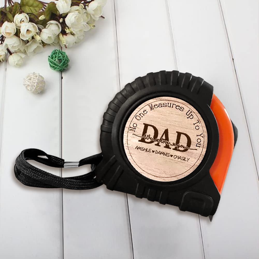 Personalized Tape Measure Hammer Set for Dad, Customized No One Measure Up to Your Dad Measuring Tape Wood Handle Hammer Set, Fathers Day Tool Kits SweetJECCU
