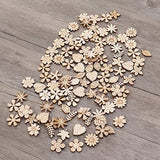 Flower Leaf Pattern Slice 100pcs Unfinished Wood Cutouts Flower Wood Shapes Pieces Wood Discs Slices for DIY Craft Table Scatter Confetti 20mm Wooden Healifty