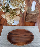 WRIGHTMART Acacia Wood Oval Bowl, Handmade, Rustic Server for Foods, Salads, Fruits, Bread - Dining Table & Kitchen Counter Décor - Entryway Key & WRIGHTMART