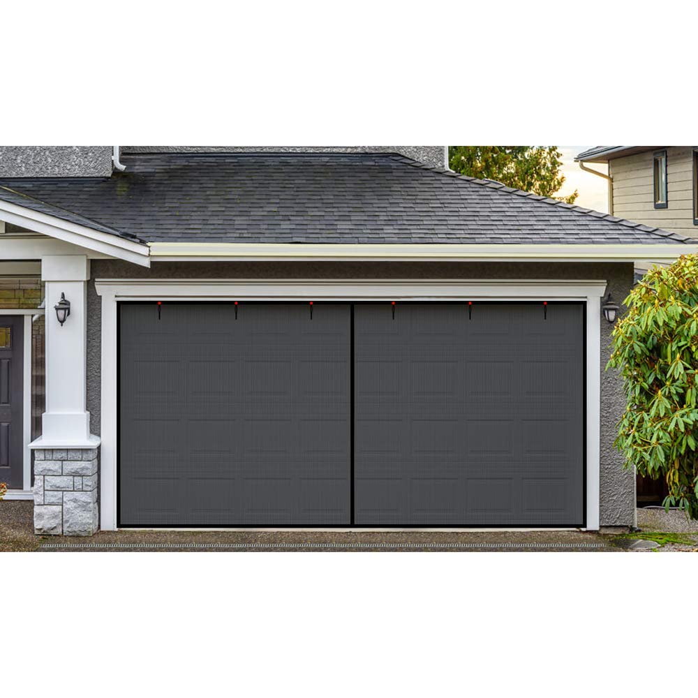 Garage Door Screen, 16x7 Ft Magnetic Closure Heavy Duty Weighted Bottom Garage Screen Doors for 2 Car Garage, Fiberglass Mesh Anti Annoying Animal - WoodArtSupply