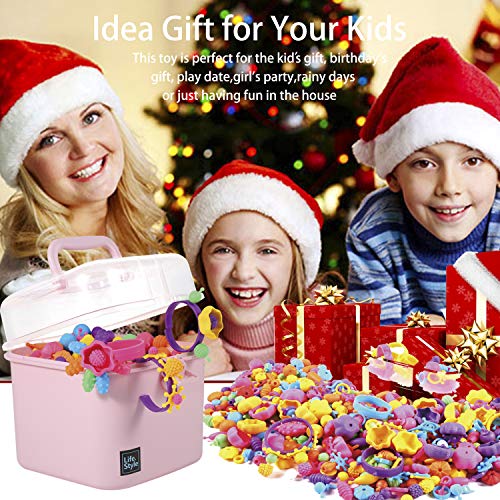 Atoymut Pop Beads, Snap Beads for Kids Crafts DIY Jewelry Making Kit to Bracelets Necklace Hairband and Rings Toy for Age 3 4 5 6 7 8 Year Old Girls Atoymut