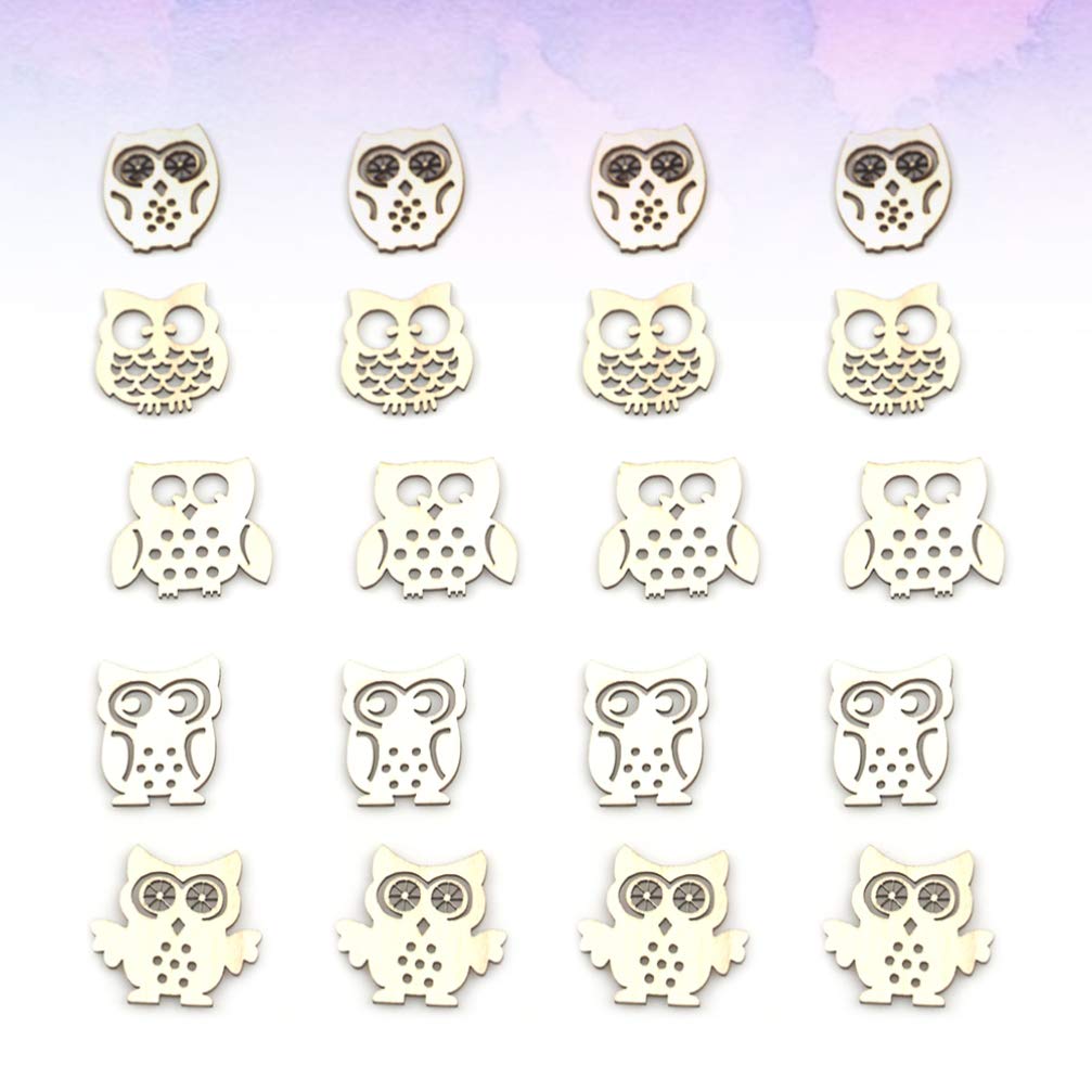 EXCEART Animal Wood Slices 60pcs Natural Wood Slices Owl Unfinished Wood Animal Craft Hanging Wooden Circles with Hole Tree Slice for Arts Painting EXCEART