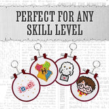 Harry Potter Stamped Cross Stitch 4 Pack, Embroidery Starter Kit for Beginners, Four Patterns, Fun & Easy Backpack Charms Craft Activity for Fans Paladone