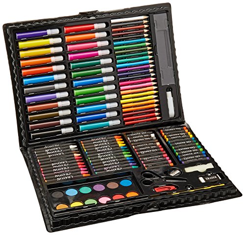 Darice 120-Piece Deluxe Art Set – Art Supplies for Drawing, Painting and More in a Plastic Case - Makes a Great Gift for Children and Adults - WoodArtSupply