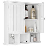 ChooChoo Bathroom Cabinet Wall Mounted 2-Door with 3 Open Shelves, Wooden Medicine Cabinets with Adjustable Shelf, Space Saver Storage Cabinets Over ChooChoo