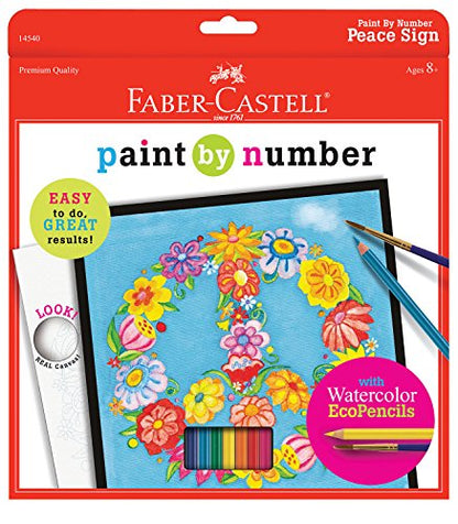 Faber-Castell Paint By Number Peace Kit - Watercolor Paint by Number for Kids - WoodArtSupply