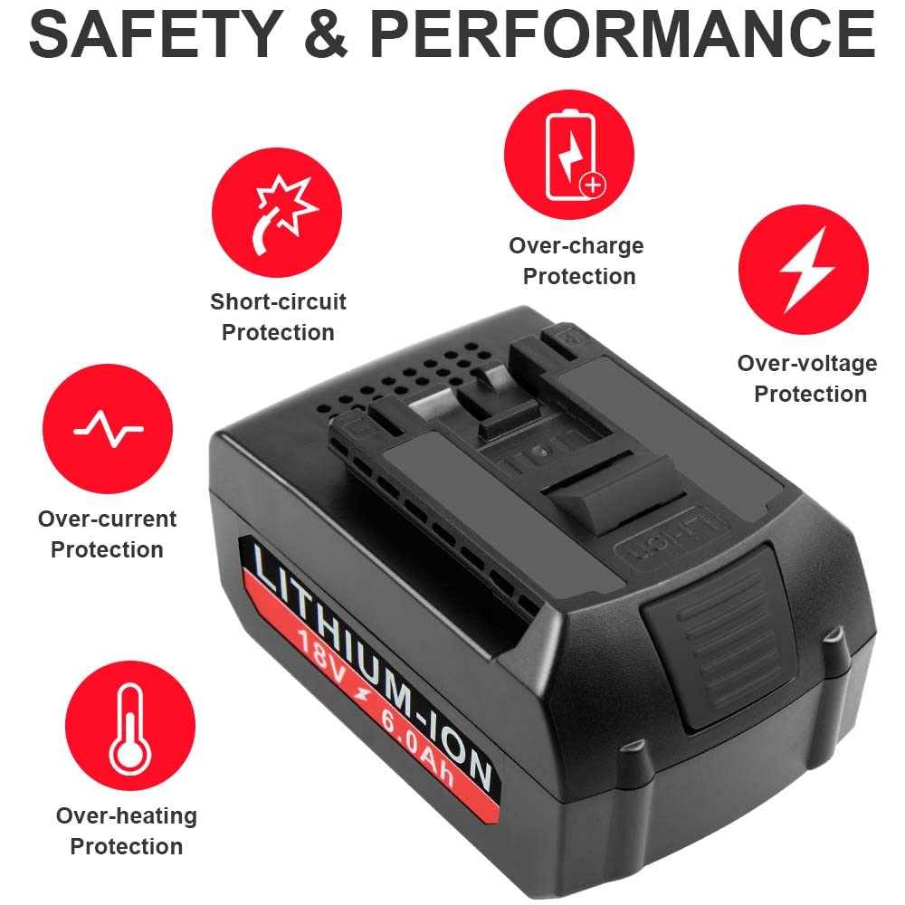 [2Pack] 18V 6.0 Ah! HIGH-Output Battery for Bosch 18V Battery Lithium BAT609 BAT609G BAT610G BAT611 BAT612 BAT618 BAT618G BAT619 BAT619G BAT622 - WoodArtSupply