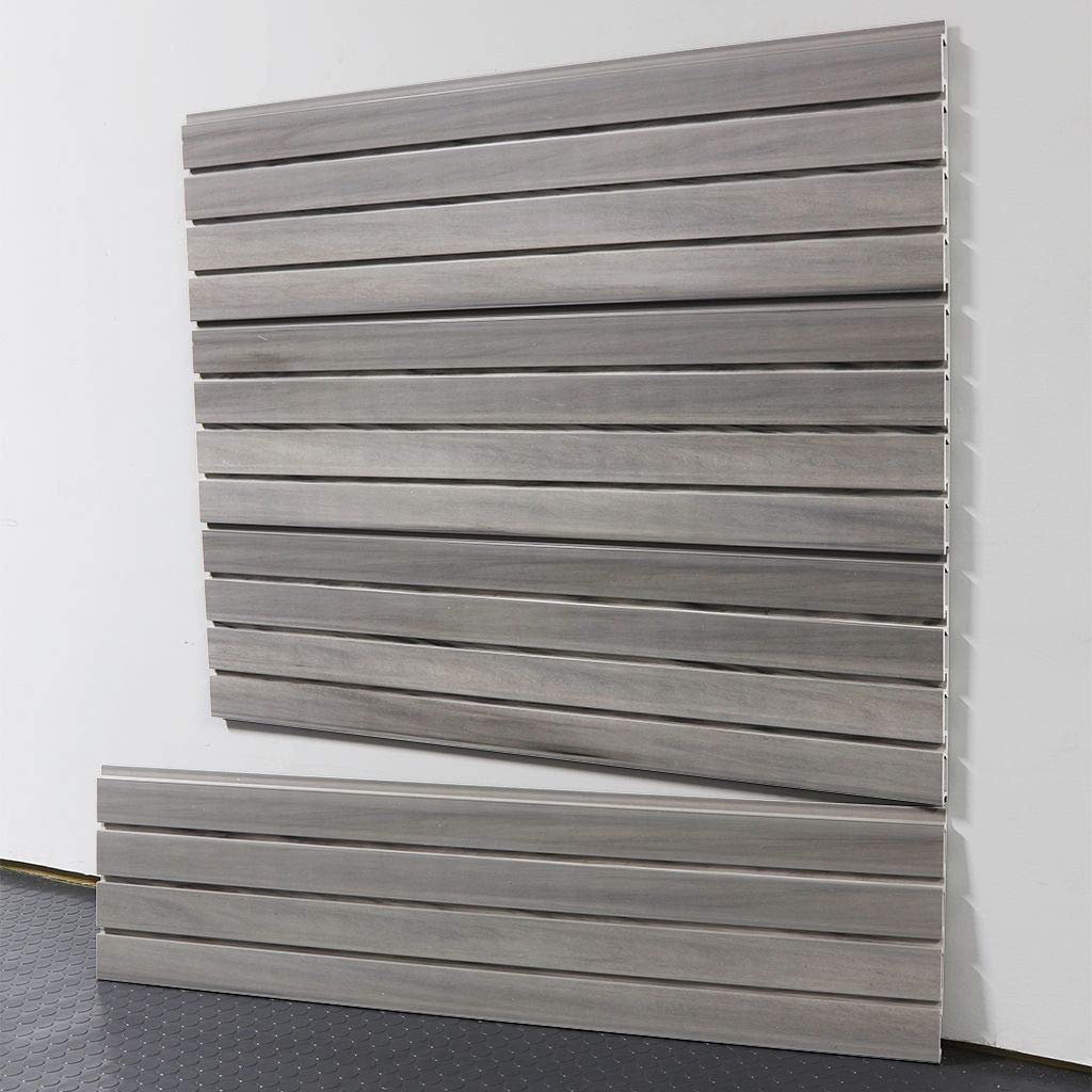 StoreWALL Standard Duty 4' ft. Slatwall Panels (Set of 4 Panels, Covers 16 sq. ft.) (Barnwood Grey) StoreWALL