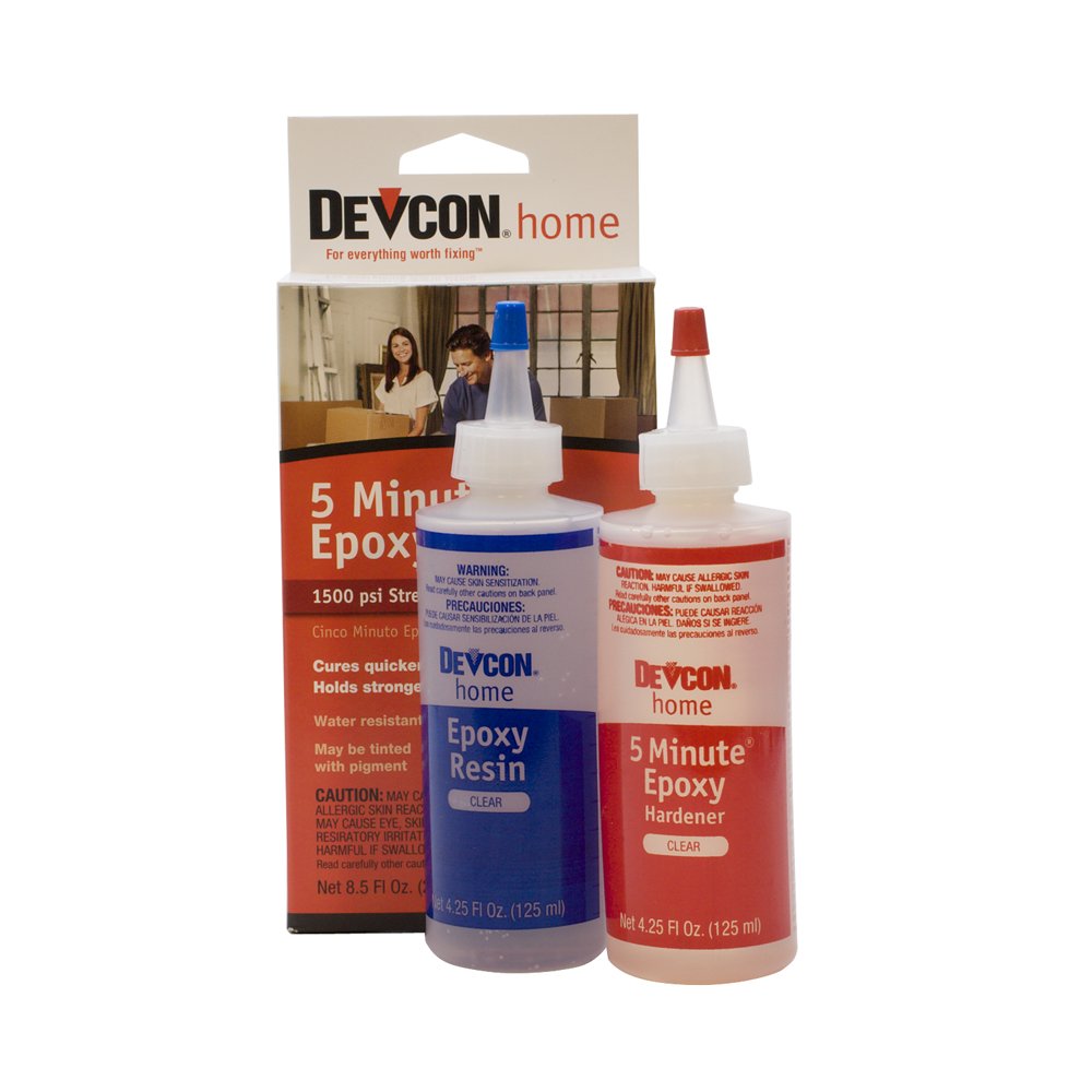 Devcon Epoxy, 5 Minute Epoxy, 2 Bottles Net 8.5 fl oz (250ml) Eurotool