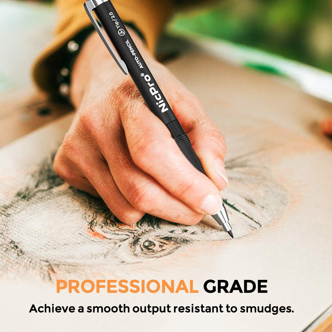 Nicpro 11 Pieces 2mm Mechanical Pencil Set, 3 PCS Carpenter Drafting Pencil 2.0 mm for Art Drawing Writing Sketching Construction with 6 Tube Nicpro