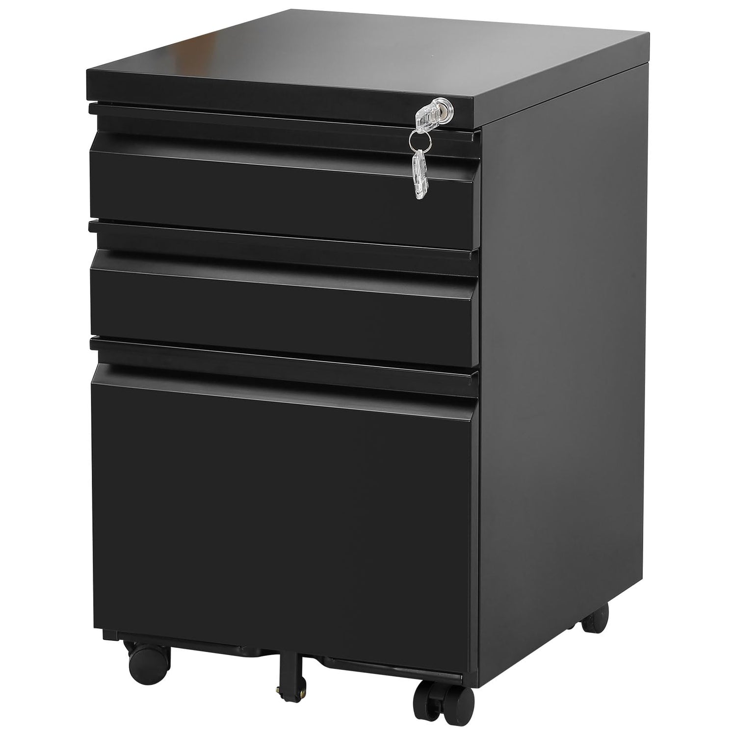 GOOGIC 3-Drawer Mobile File Cabinets Rolling Metal Filing Cabinet for Legal & Letter File Anti-tilt Design with Lock Under Desk Office Drawers Fully GOOGIC