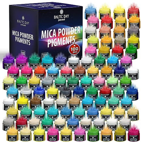 BALTIC DAY 100 Colors - 10 Chameleon Mica Powder for Epoxy Resin 10g/Bottle - Resin Colorant for Lip Gloss, Soap Making, Candle, Nail, Bath Bomb, BALTIC DAY