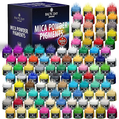 BALTIC DAY 100 Colors - 10 Chameleon Mica Powder for Epoxy Resin 10g/Bottle - Resin Colorant for Lip Gloss, Soap Making, Candle, Nail, Bath Bomb,