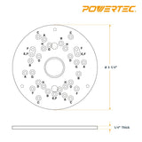 POWERTEC 71381 Dia 5-3/4" Clear Acrylic Offset Router Base Plate with Screws and Multiple Pre Drilled Holes for Trim Routers, Fits Bosch, DeWalt, POWERTEC