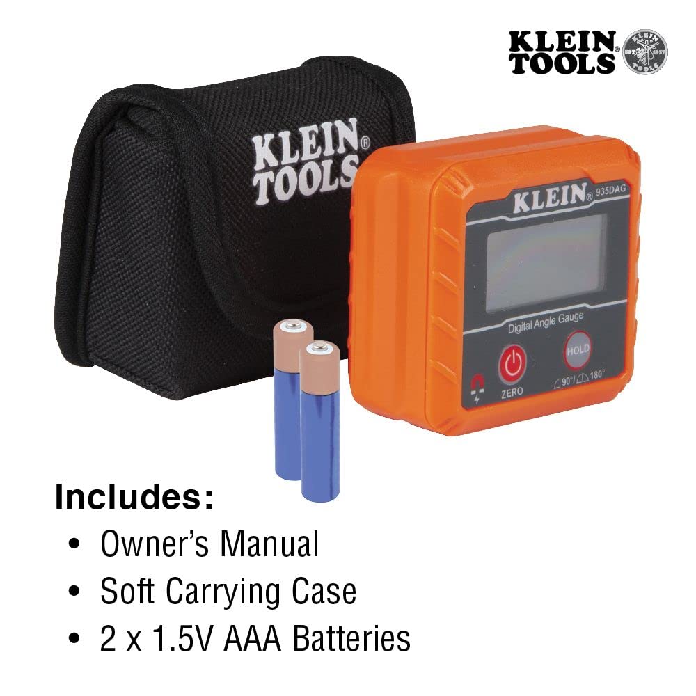 Klein Tools 935DAG Digital Electronic Level and Angle Gauge, Measures 0 - 90 and 0 - 180 Degree Ranges, Measures and Sets Angles Klein Tools