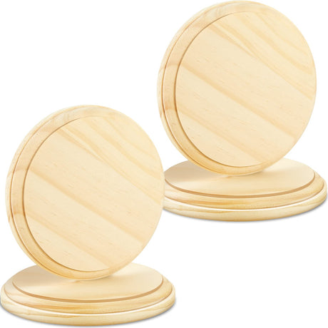 4 Pieces Round Wooden Plaque Wood Plaques for Crafts Unfinished Round Wood Base Display for Craft Projects Display DIY Painting Carving Home Jetec