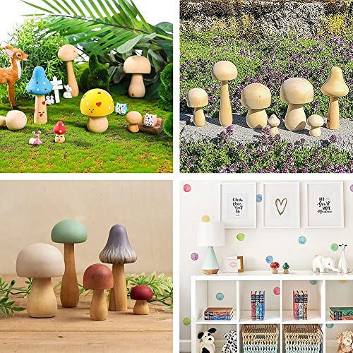 KISSITTY 30pcs Wood Mushrooms Unfinished Wooden Mushroom Craft Figures Embellishments Decorations for Home Garden Miniature Ornaments Decor Painting KISSITTY